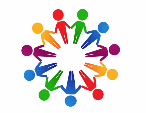 Pictogramme représentant une ronde de personne de différentes couleurs